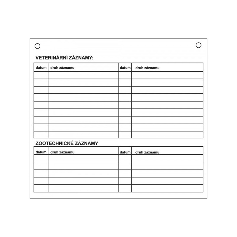 Tabulka stájová střední pro prasnice, 21 x 19 cm