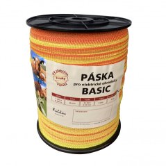 Páska BASIC 20 mm pro el. ohradník, 4x0,16 mm Niro, žluto-oranž., 200 m