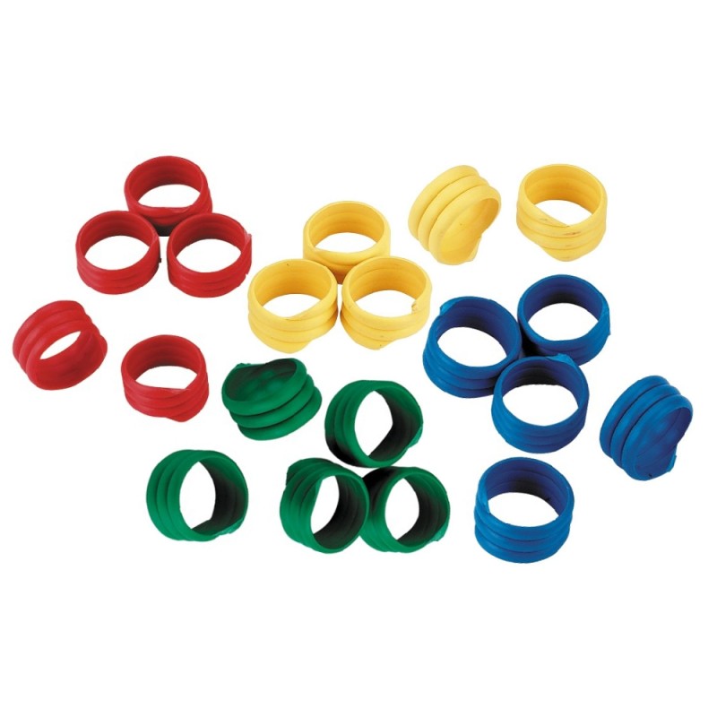 Kroužky na slepice, spirálové, 16 mm, 20 ks, červená - Varianta: spirálové, 16 mm, 20 ks, červená