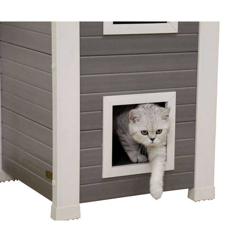 Kerbl Bouda pro kočky dvoupatrová - kočičí domek Emila, EKO plast, 49 x 55 x 82 cm
