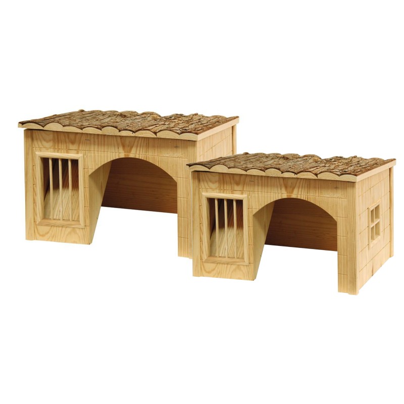 Domek pro králíky, s jeslemi na seno, 42 x 34 x 27 cm - Varianta: s jeslemi na seno, 42 x 34 x 27 cm