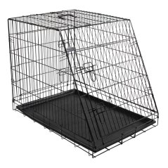 Přepravní box, klec do auta pro psy, 2 dveře, zkosená, 75 x 52 x 61 cm