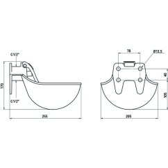 Napáječka misková G16, litina, smalt, pro skot a koně