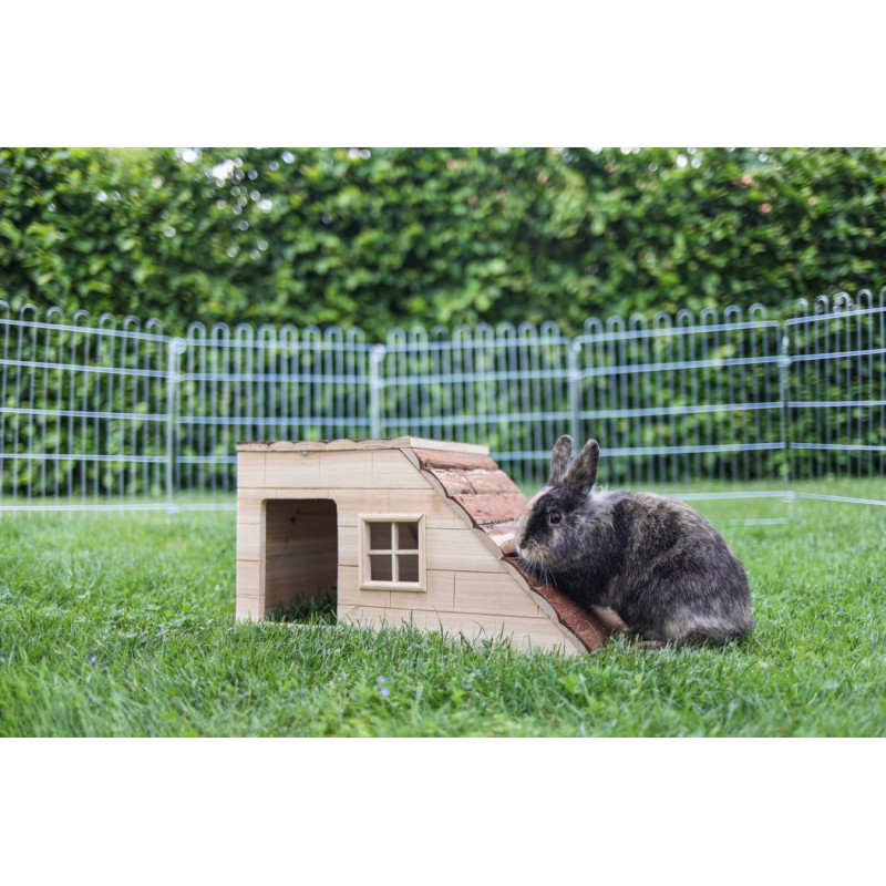 Domek pro králíky a jiné hlodavce, se šikmou střechou