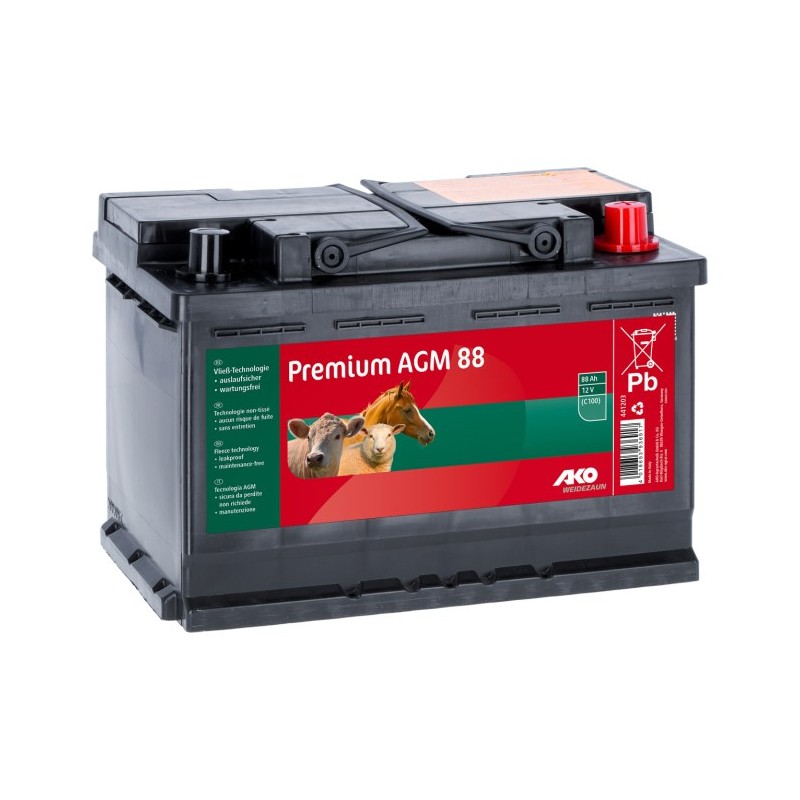Baterie dobíjecí AGM premium pro ohradníkový zdroj, pomalu se vybíjející, 88 Ah - Varianta: pomalu se vybíjející, 88 Ah