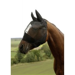 Maska proti hmyzu s ušima + třásně přes nozdry, full, černá