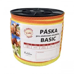 Páska BASIC 20 mm pro el. ohradník, 4x0,16 mm Niro, žluto-oranž., 200 m