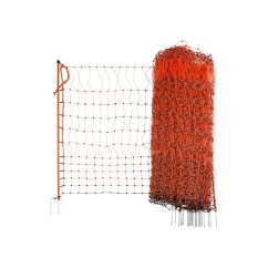 Síť vodivá pro drůbež 106 cm, 50 m, oranžová, 2 hroty