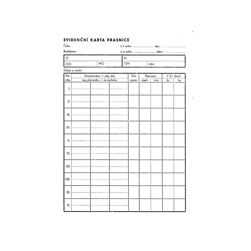 Karta evidenční A5