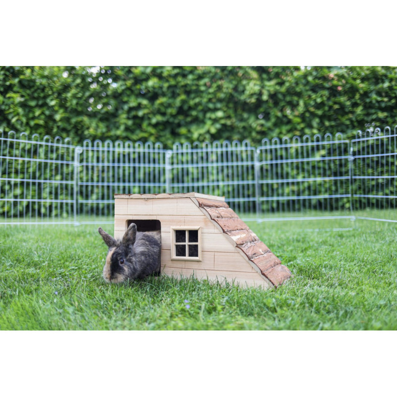 Domek pro králíky a jiné hlodavce, se šikmou střechou