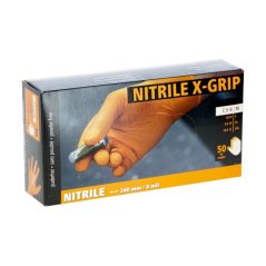 Nitrilové rukavice, X-Grip, oranžové, délka 24 cm, M