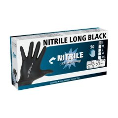 Rukavice nitrilové černé, dlouhé 30 cm, S
